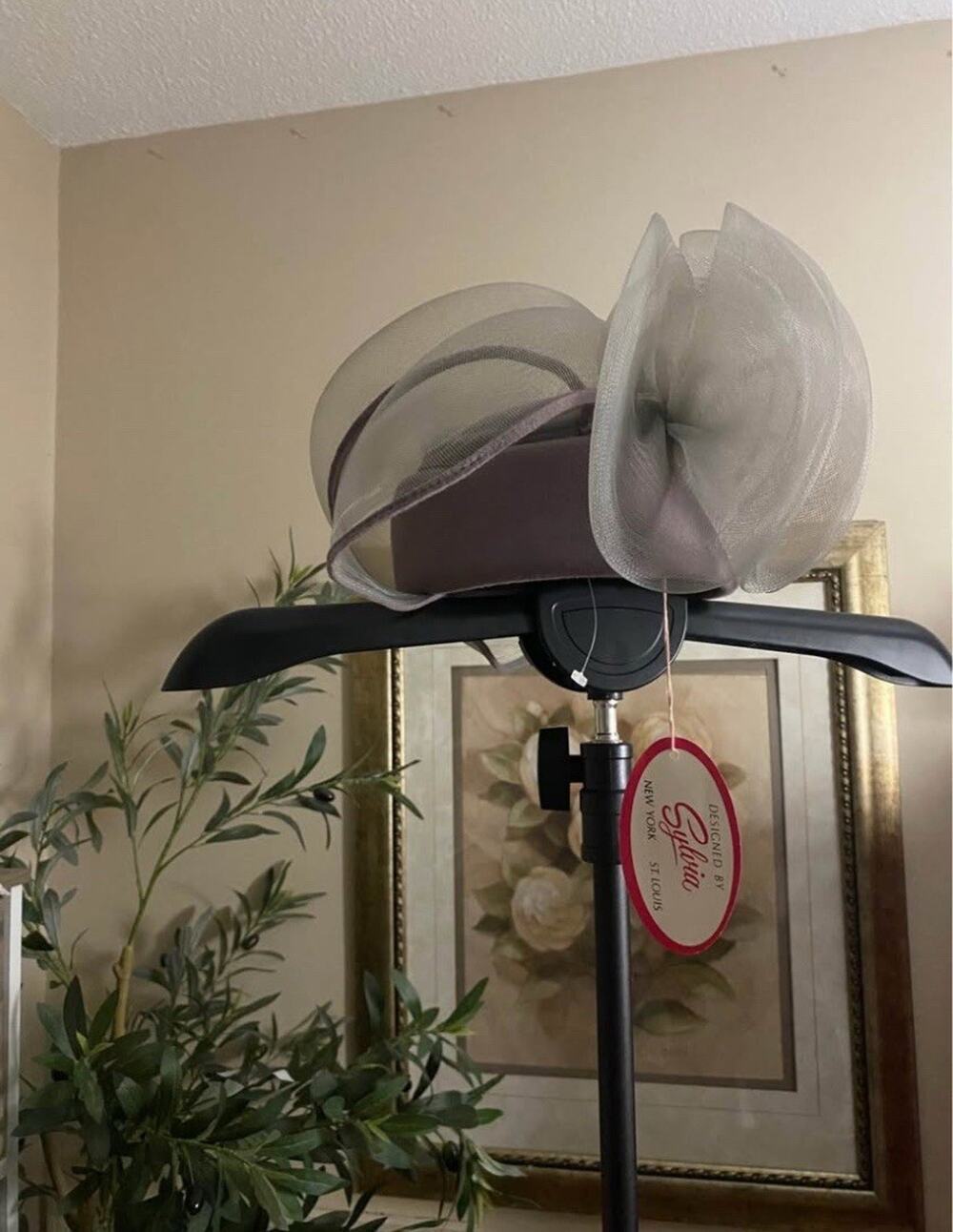 Sylvia Gray Mesh Bow Fascinator Headpiece for Women Wedding Party Formal